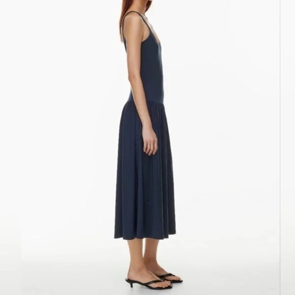 Babaton Aritzia Lowback Midi Dress Minimalist Slip Sundress Black Small - Picture 2 of 10